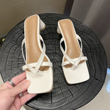 Women Summer Half-Toe Flip-Flops – Casual Mid-Heel Chunky Sandals