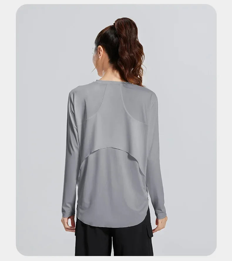 Women Loose Fit Yoga Cover Up Shirt