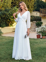 Women Elegant Evening Dress Long Sleeve A-Line Maxi