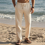 Men Drawstring Linen Pants