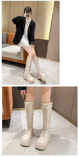 Women Mid Calf Boots Motorcycle Fuzzy Boots