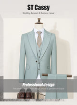 Men Slim Fit Green Summer Suit