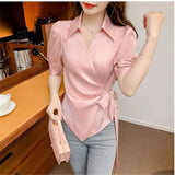 Chiffon V-Neck Short Sleeve Women's Jacket