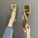 Women Summer Half-Toe Flip-Flops – Casual Mid-Heel Chunky Sandals