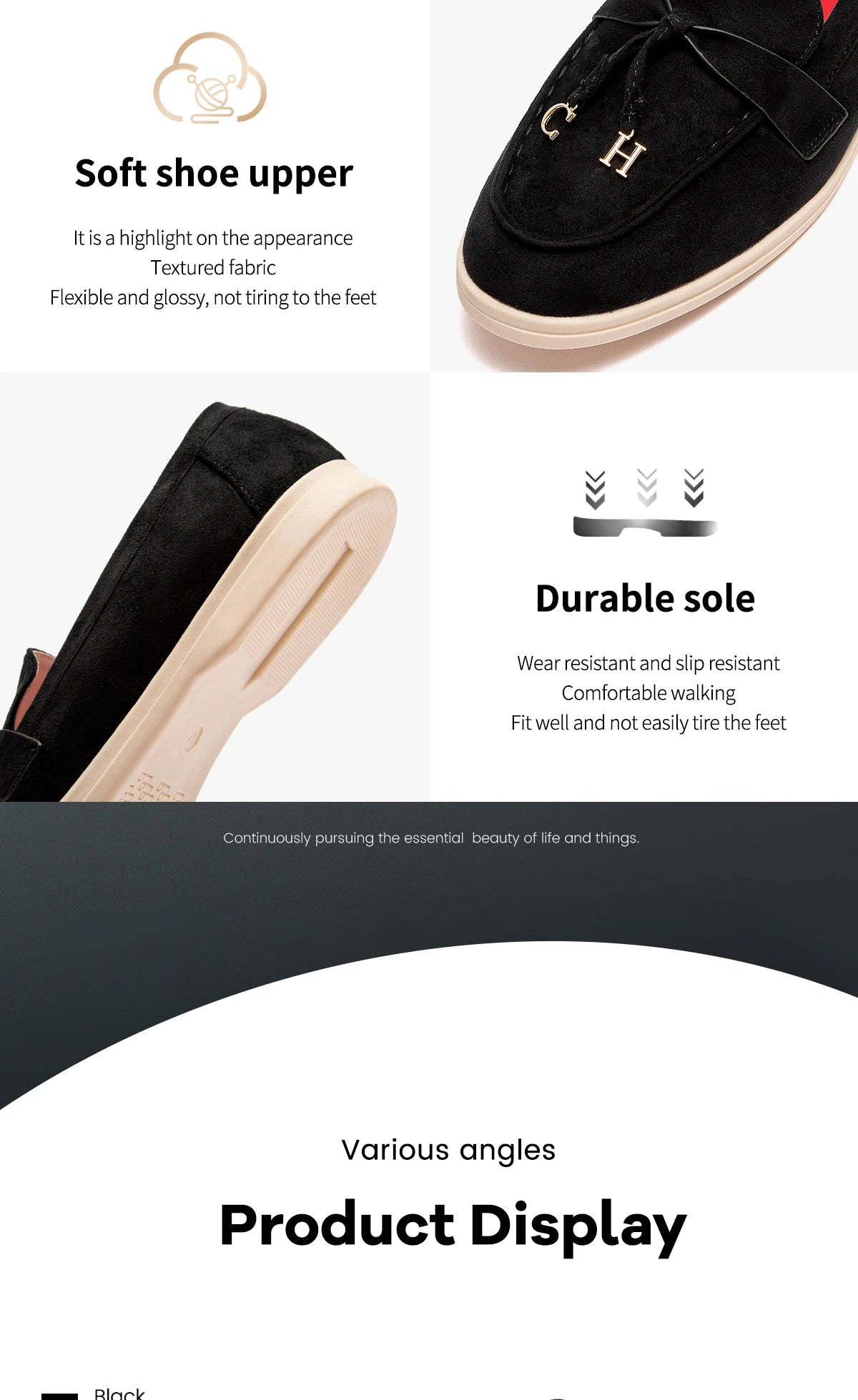 Women’s Black Pointed Loafers Sandals