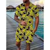 Men Cartoon Print Shorts Set