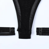 Women Mesh Splicing Suspender Jumpsuit