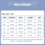 Size chart for hospital surgical scrub tops, displaying measurements for various sizes including S, M, L, XL, and 2XL.