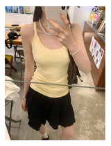 Basic Ribbed O-Neck Camisole Tank Top