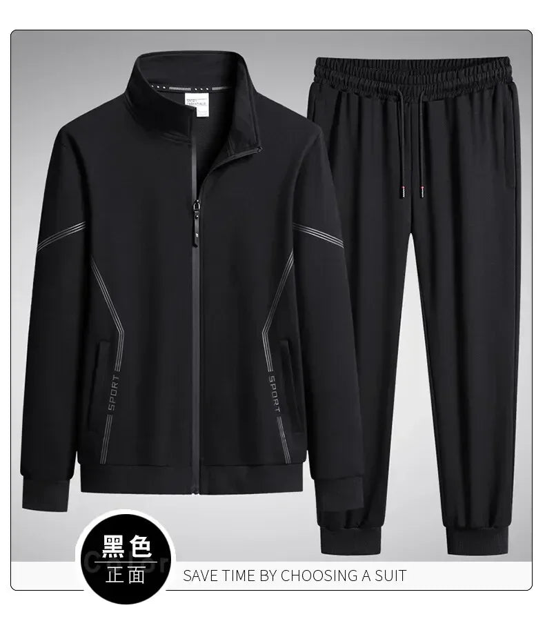 Men’s Plus Size Solid Tracksuit Set