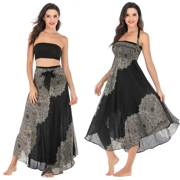 Women Vintage Plaid Button Midi Skirt