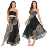 Women Vintage Plaid Button Midi Skirt