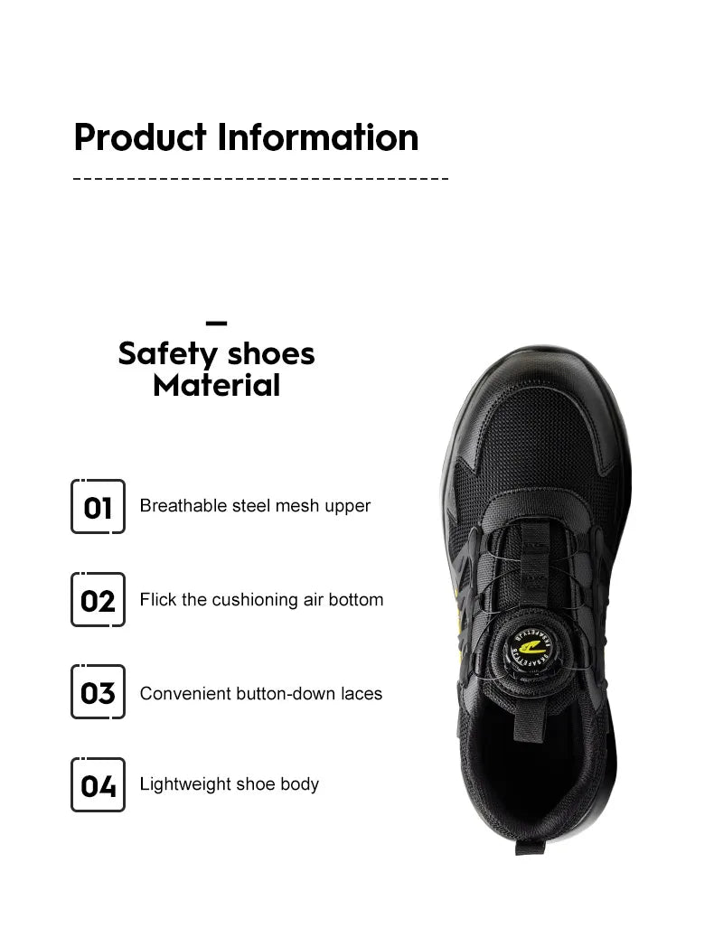 Men Air Cushion Steel Toe Safety Sneakers
