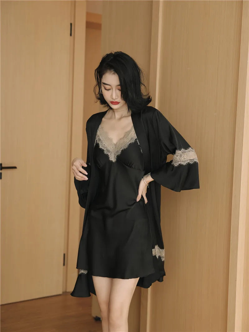 Women Ice Silk Nighty Pajamas