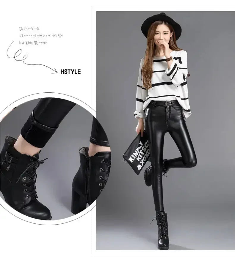 Women Winter Leather Leggings
