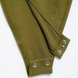 Women Ribbed Snap Button Bodysuit
