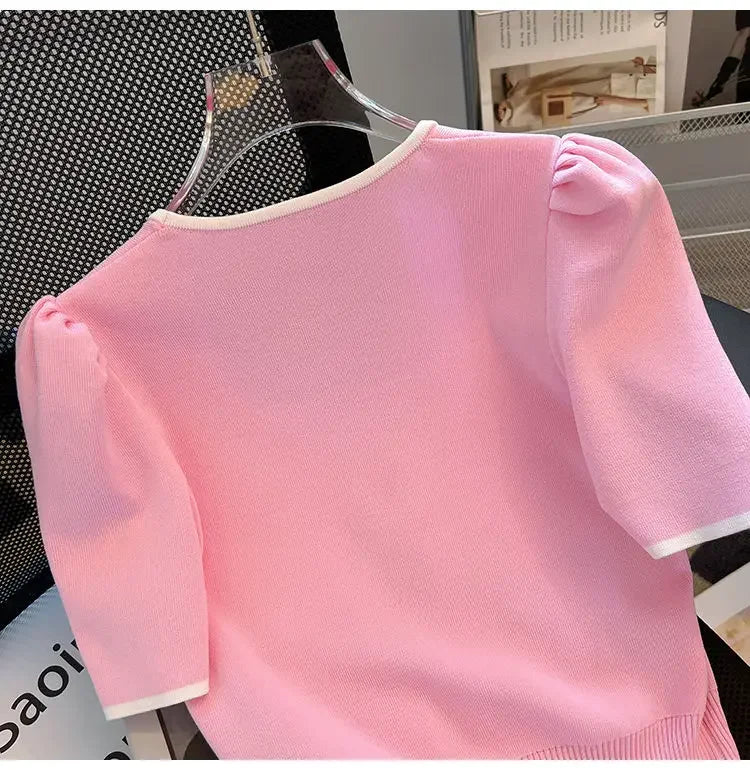 Women Square Neck Knit T-Shirt