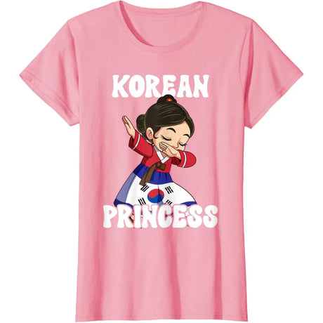 Korean Princess cotton t-shirt in pink featuring a cute cartoon design, perfect for women and vintage style enthusiasts.
