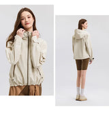 Women's Windproof Raglan Hooded Spring Jacket
