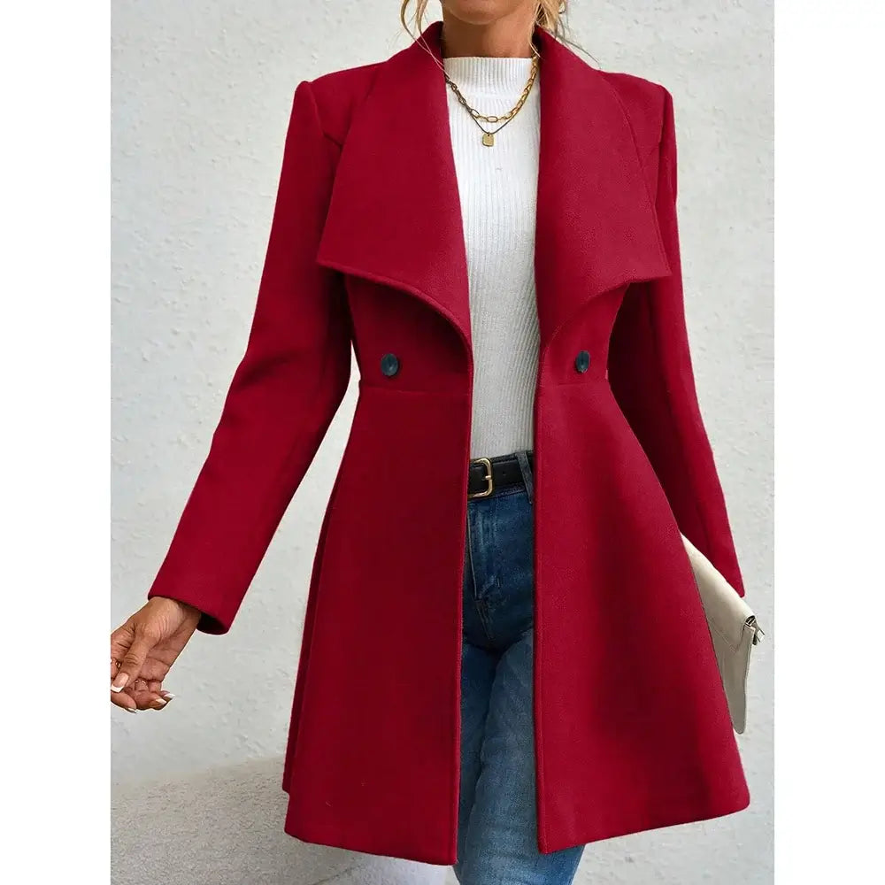 Women Button Lapel Work Coat