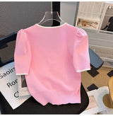 Women Square Neck Knit T-Shirt