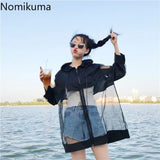 Oversized See-Through Women's Summer Coat – Korean Patchwork Jacket