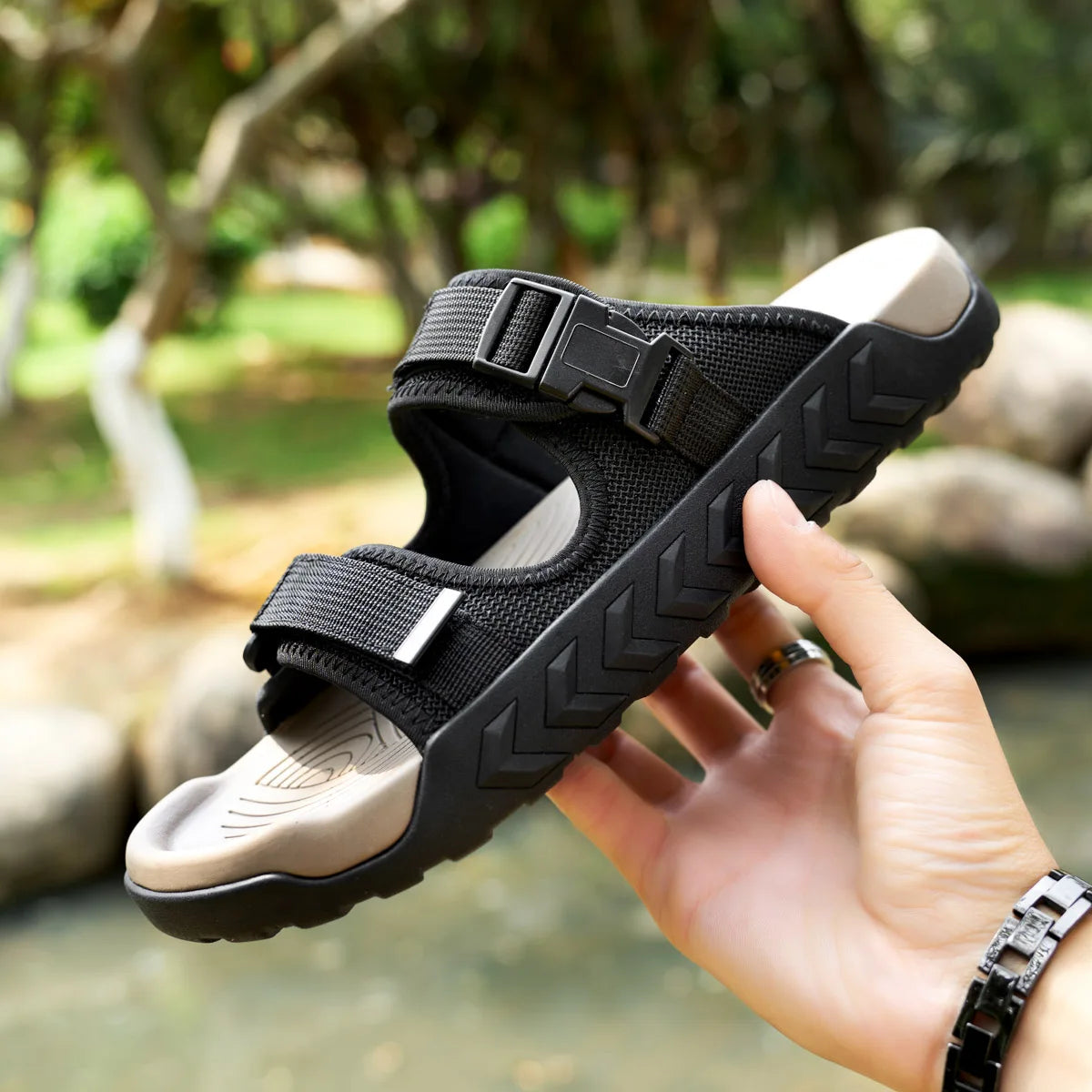 Men Webbing Outdoor Slip On Sandals