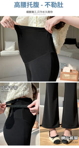 Y2K Bootcut Maternity Pants in ice silk, showing adjustable waistband and flattering fit for summer.