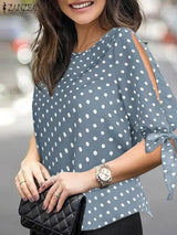 Women Polka Dot Oversize Tunic Top