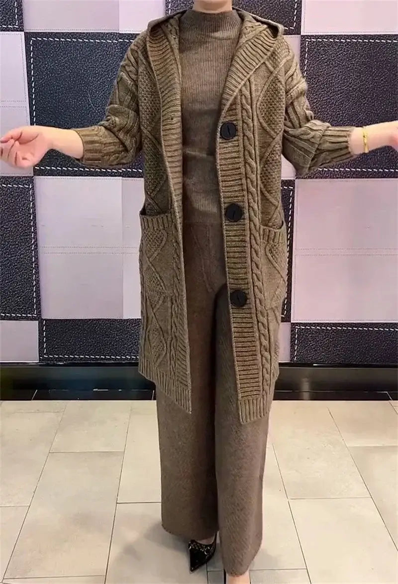 Women Twists Long Knit Cardigan