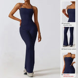 Women Backless Flared Yoga Jumpsuit
