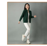 Women Zipper High Collar Knit Cardigan