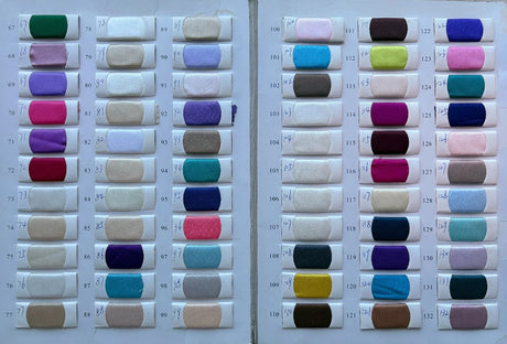 Color swatches showcasing a variety of satin fabric options for wedding dress customization.