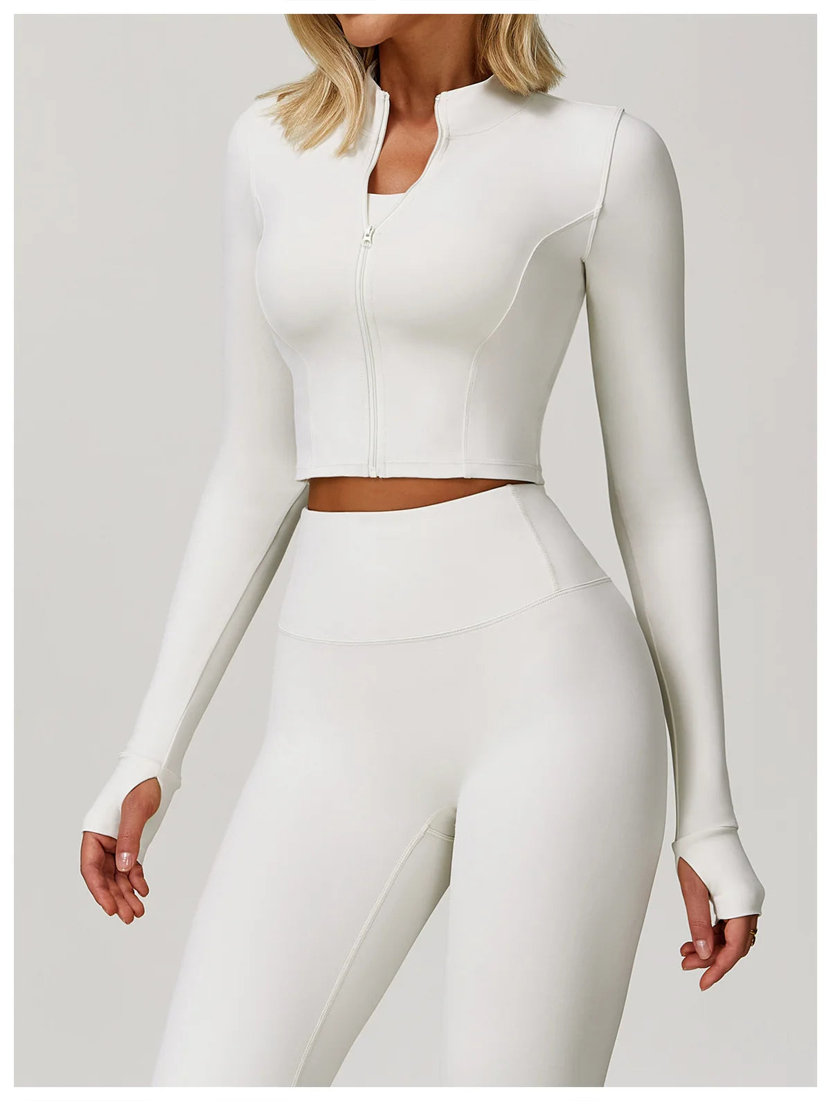 Women's Sexy Zip Long Sleeve Yoga Jacket – Workout Running Cycling Top