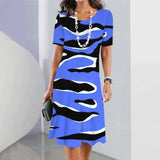 Striped Printed Elegant Casual Short Sleeve Dresses