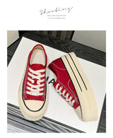 Women Canvas Shoes Black White Platform Sneakers