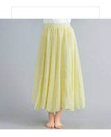 Women Cotton Linen Maxi Skirt