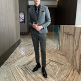 Men Plaid 3-Piece Business Suit