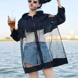 Oversized See-Through Women's Summer Coat – Korean Patchwork Jacket