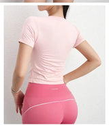 Women Compression T-Shirt Seamless Short Sleeve Gym Top