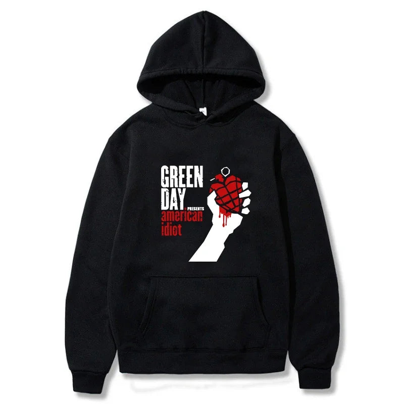 Green Day Printed Pullover Hoodie