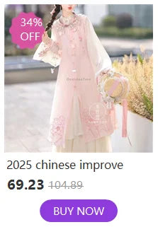 2025 Chinese style Hanfu outfit for women, featuring a pink retro three piece design, 34% off sale.