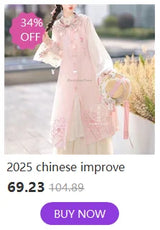 2025 Chinese style Hanfu outfit for women, featuring a pink retro three piece design, 34% off sale.