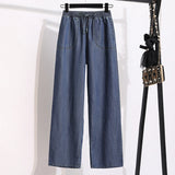 Women Ice Silk Wide Leg Jeans