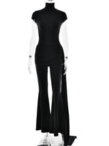 AzureMuse™ – Blue Turtleneck Party Jumpsuit (Classy, Cozy & Sleek)