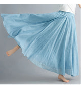 Women Cotton Linen Maxi Skirt