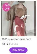 2025 summer new Hanfu three-piece outfit, featuring a stylish kimono, blouse, and skirt on sale at 34% off.