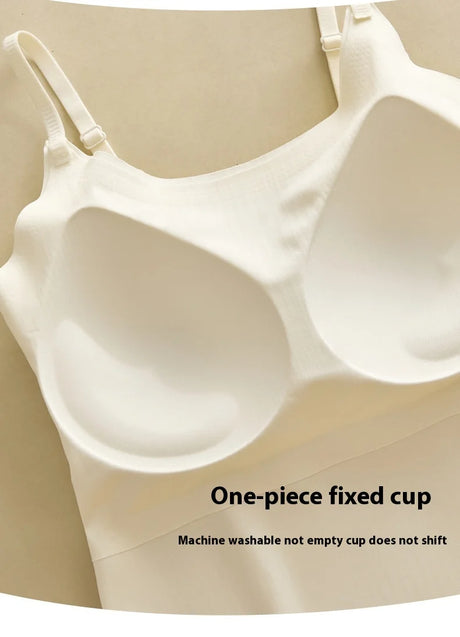 BraChic™ ice silk cami with fixed cup design, machine washable, perfect for comfort and support.