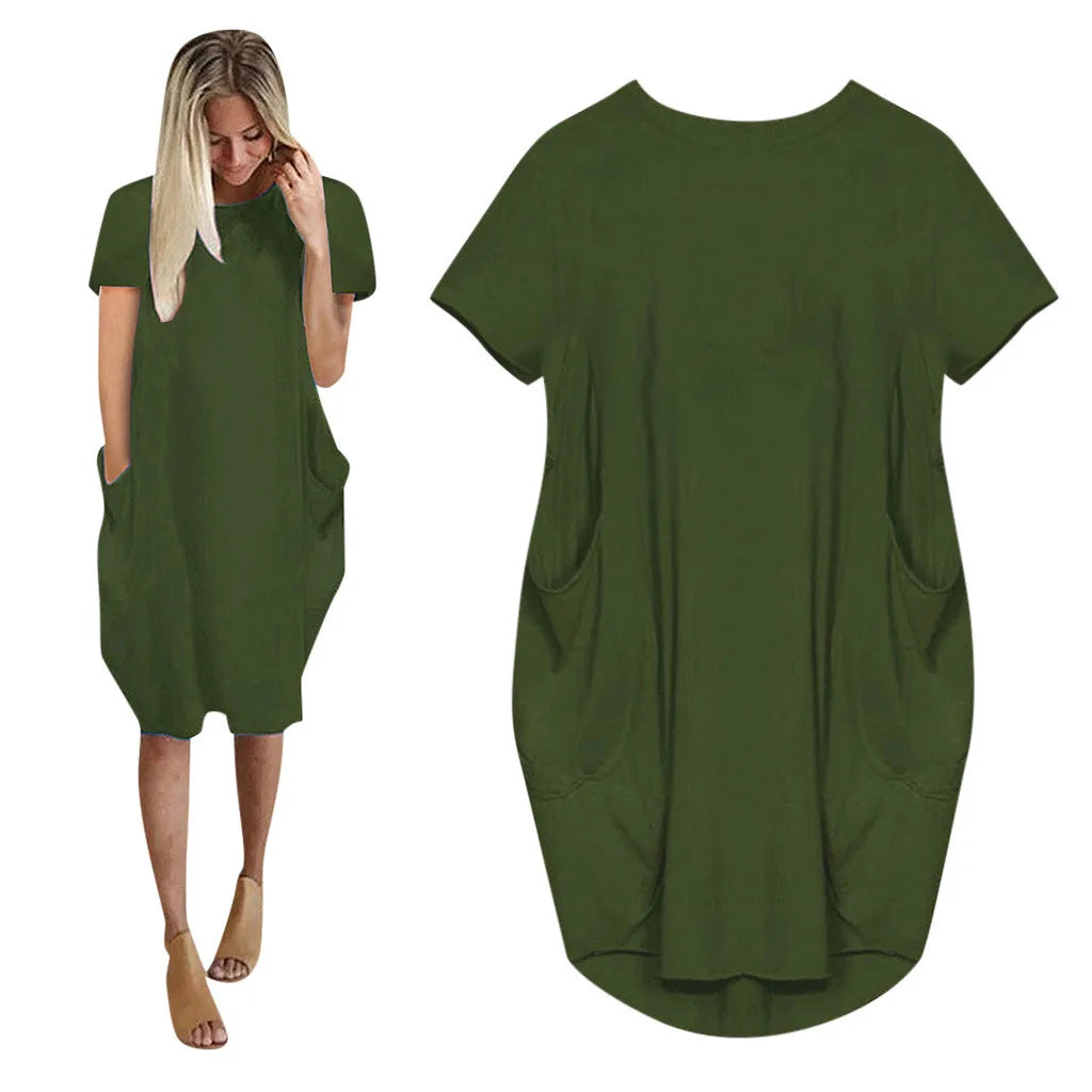 Women Casual Loose Cotton Dress