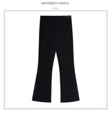 Y2K bootcut maternity pants in black, made of ice silk broadcloth, comfortable fit for women, sizes M to 3XL.